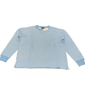 NWT FLAWED J.Crew Sz XS Heritage Terry Relaxed Crewneck Sweatshirt Blue Stripe